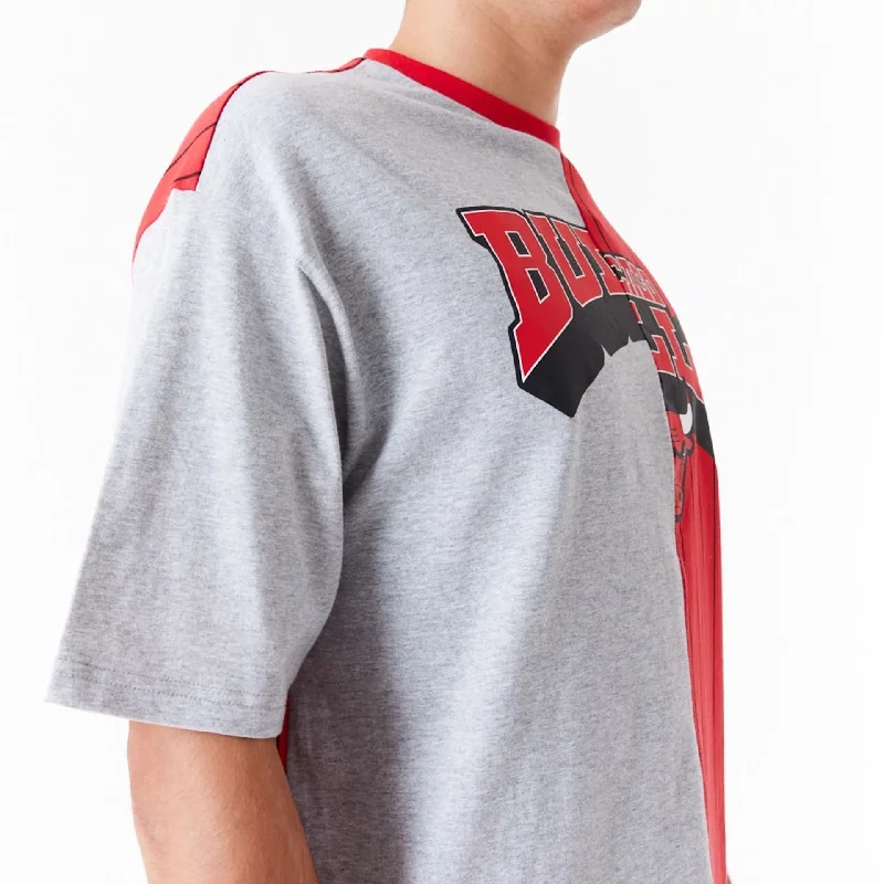 Chicago Bulls NBA Half Pinstripe Red Oversized T-Shirt