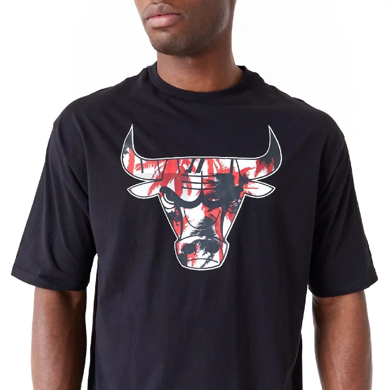 Chicago Bulls NBA Large Infill Black Oversized T-Shirt