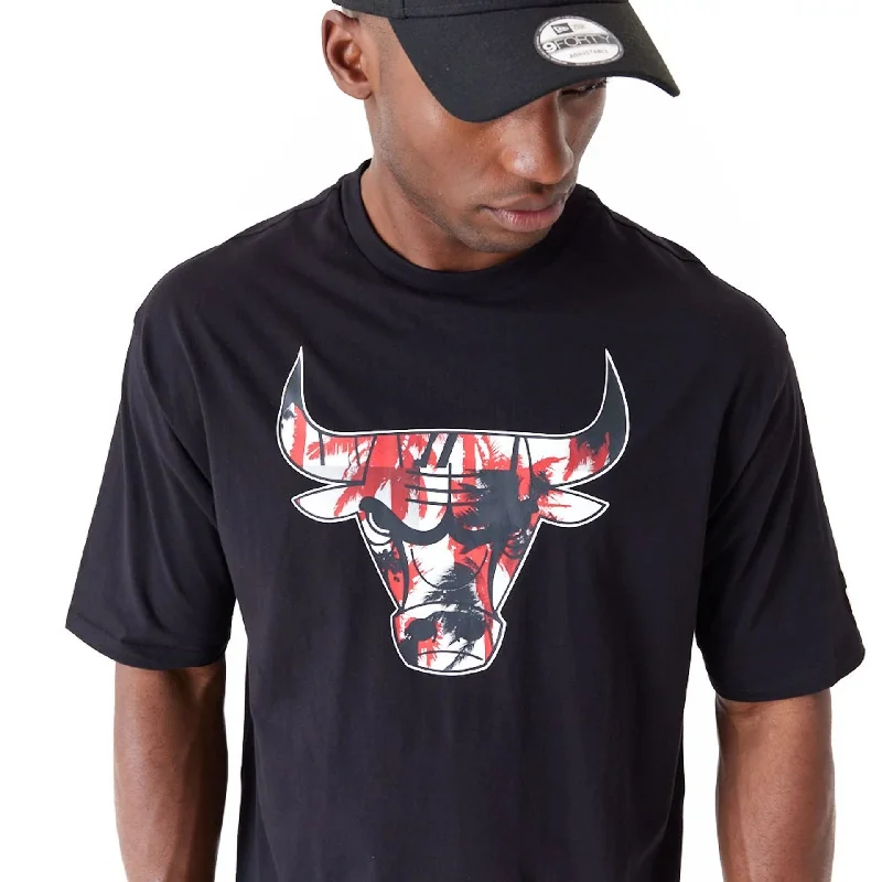 Chicago Bulls NBA Large Infill Black Oversized T-Shirt