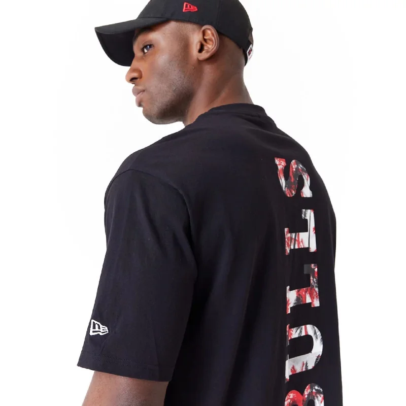 Chicago Bulls NBA Large Infill Black Oversized T-Shirt