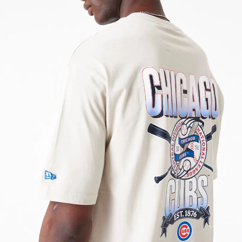 Chicago Cubs Baseball Oversized Graphic Stone T-Shirt