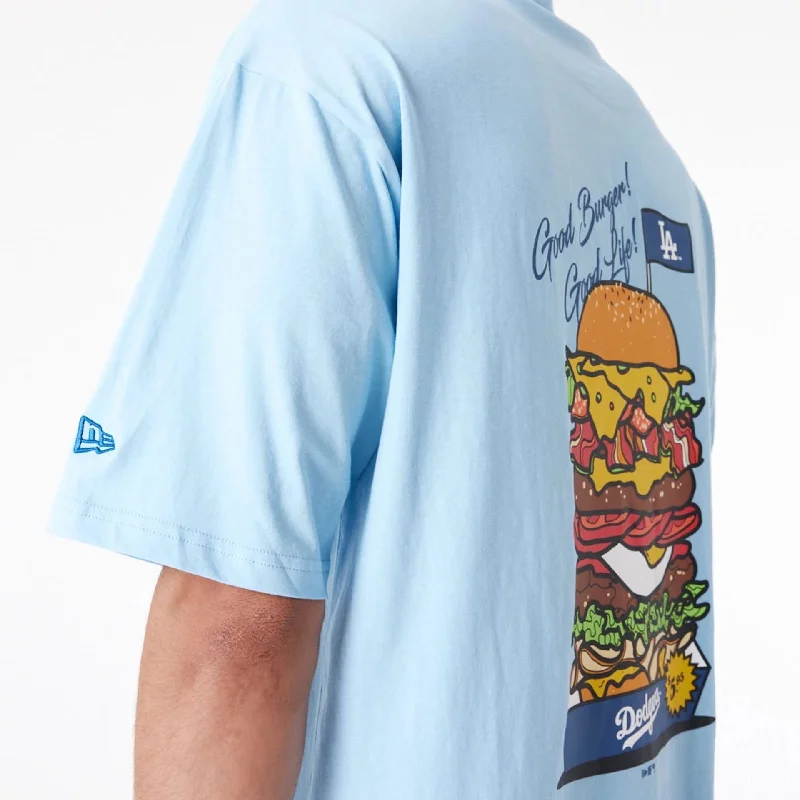 LA Dodgers MLB Burger Graphic Pastel Blue Oversized T-Shirt