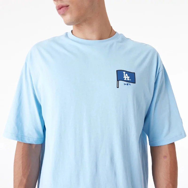 LA Dodgers MLB Burger Graphic Pastel Blue Oversized T-Shirt