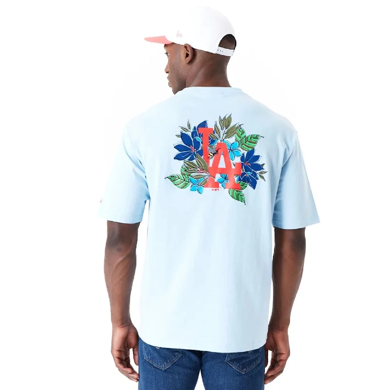 LA Dodgers MLB Floral Graphic Pastel Blue Oversized T-Shirt