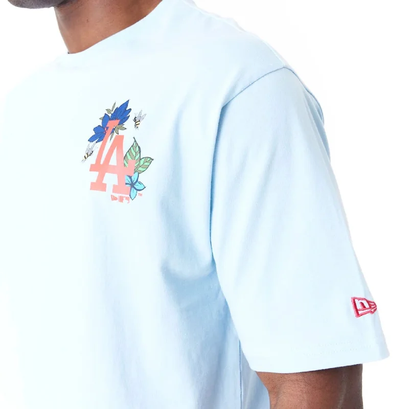 LA Dodgers MLB Floral Graphic Pastel Blue Oversized T-Shirt