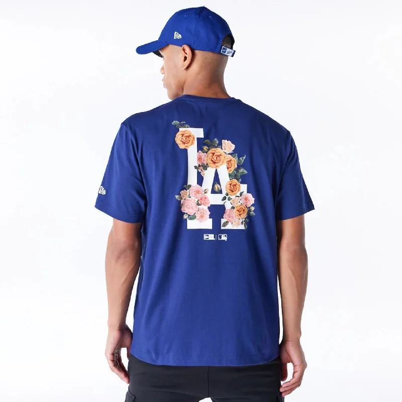 LA Dodgers MLB Flower New Era Korea Blue T-Shirt