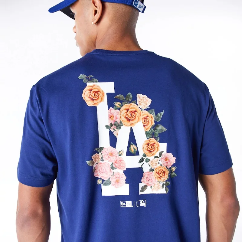 LA Dodgers MLB Flower New Era Korea Blue T-Shirt