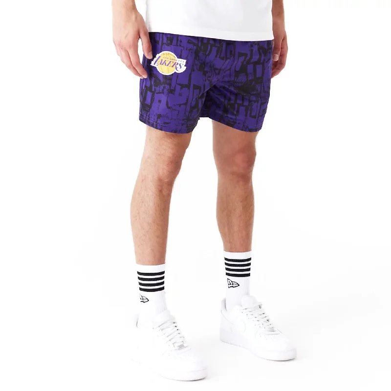 LA Lakers NBA All Over Print Purple Shorts