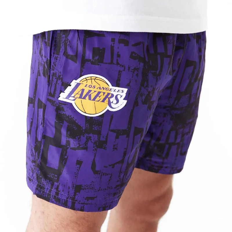 LA Lakers NBA All Over Print Purple Shorts