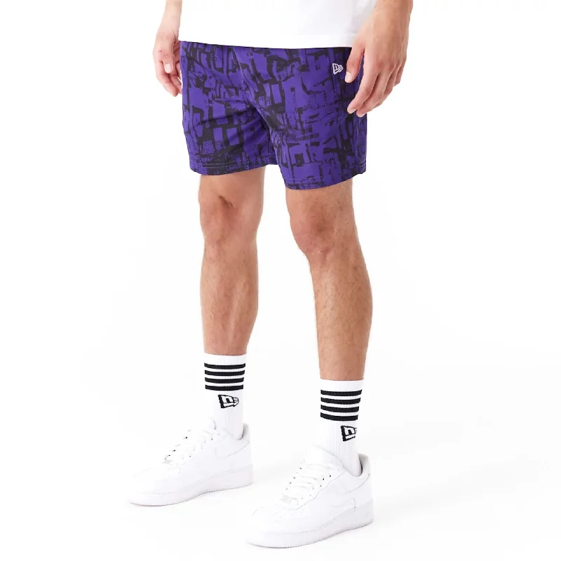 LA Lakers NBA All Over Print Purple Shorts