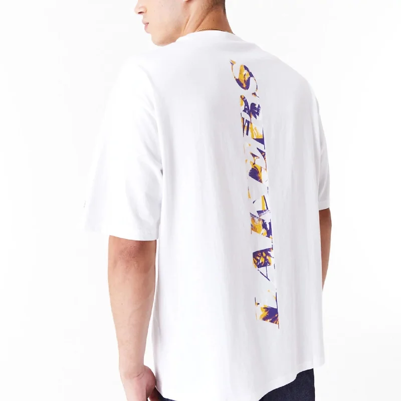 LA Lakers NBA Large Infill White Oversized T-Shirt