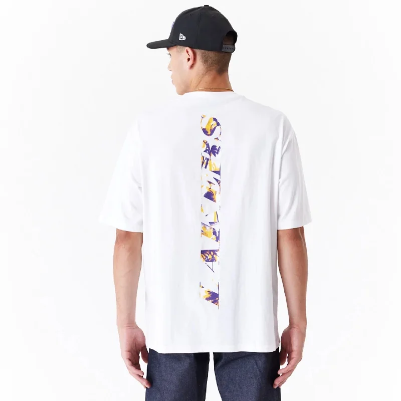 LA Lakers NBA Large Infill White Oversized T-Shirt