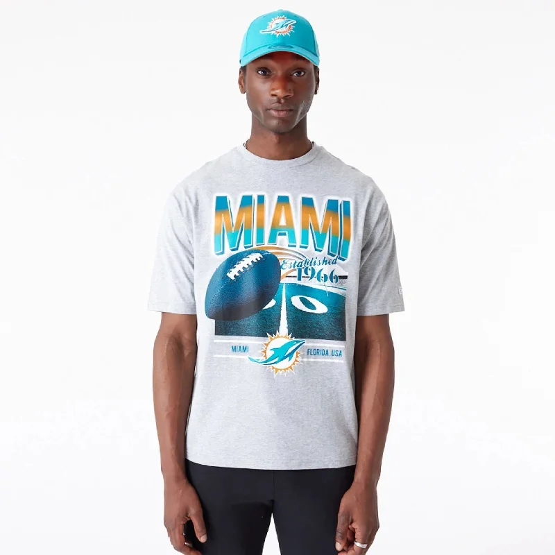 Miami Dolphins NFL Team Graphic Grey Oversized T-Shirt