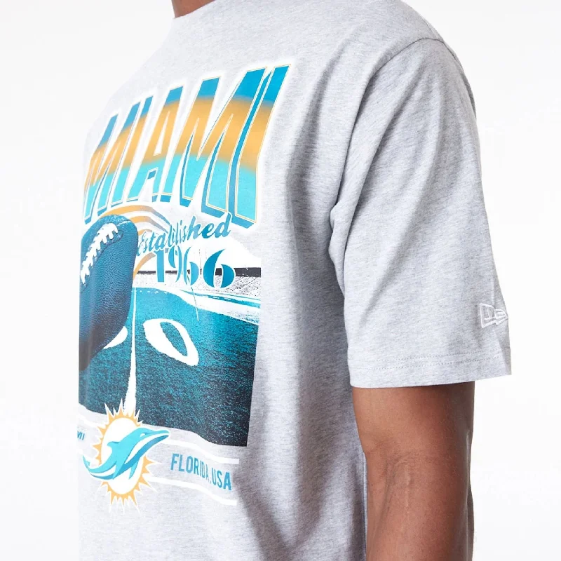 Miami Dolphins NFL Team Graphic Grey Oversized T-Shirt