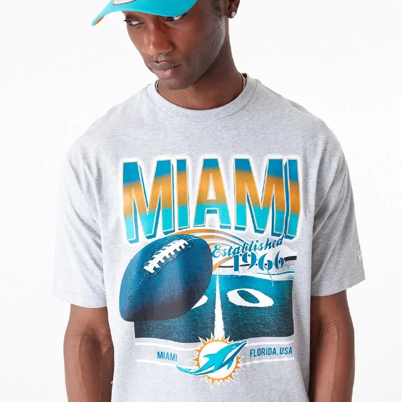 Miami Dolphins NFL Team Graphic Grey Oversized T-Shirt