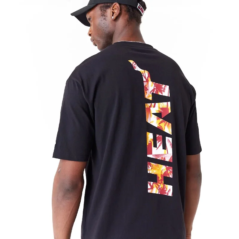 Miami Heat NBA Large Infill Black Oversized T-Shirt