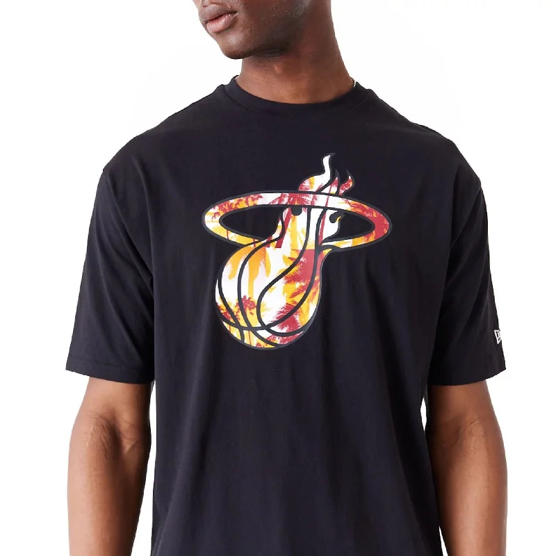 Miami Heat NBA Large Infill Black Oversized T-Shirt