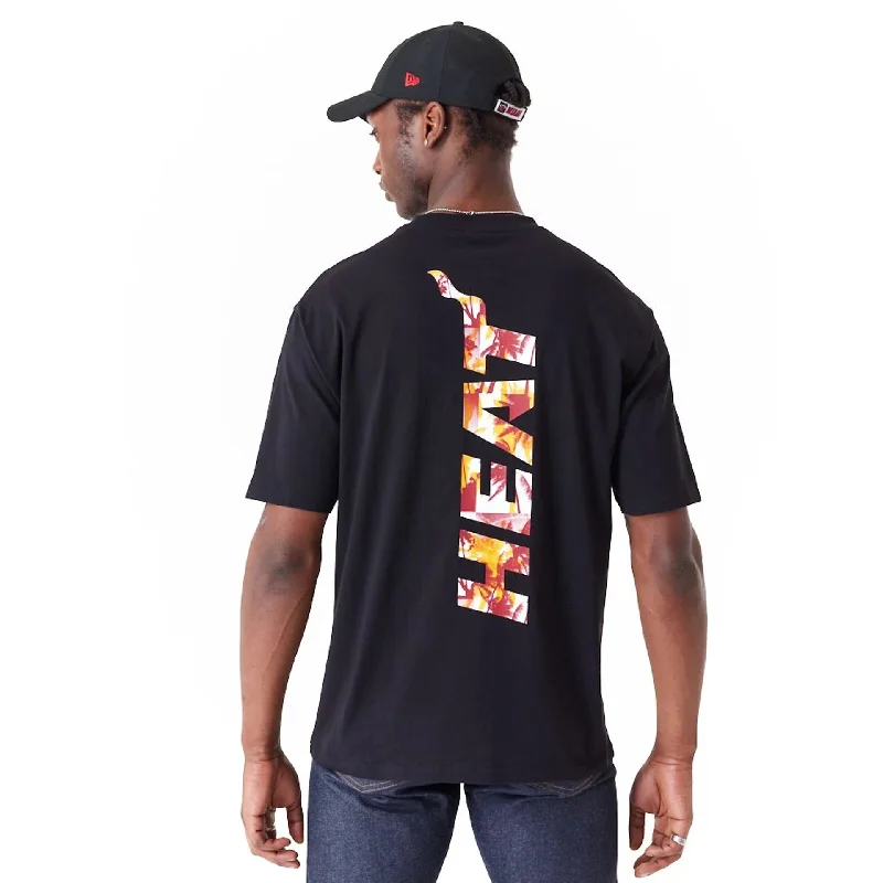 Miami Heat NBA Large Infill Black Oversized T-Shirt