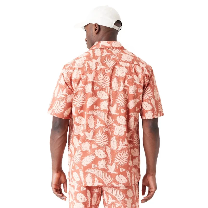 New Era All Over Print Brown Woven Short Sleeve Shirt