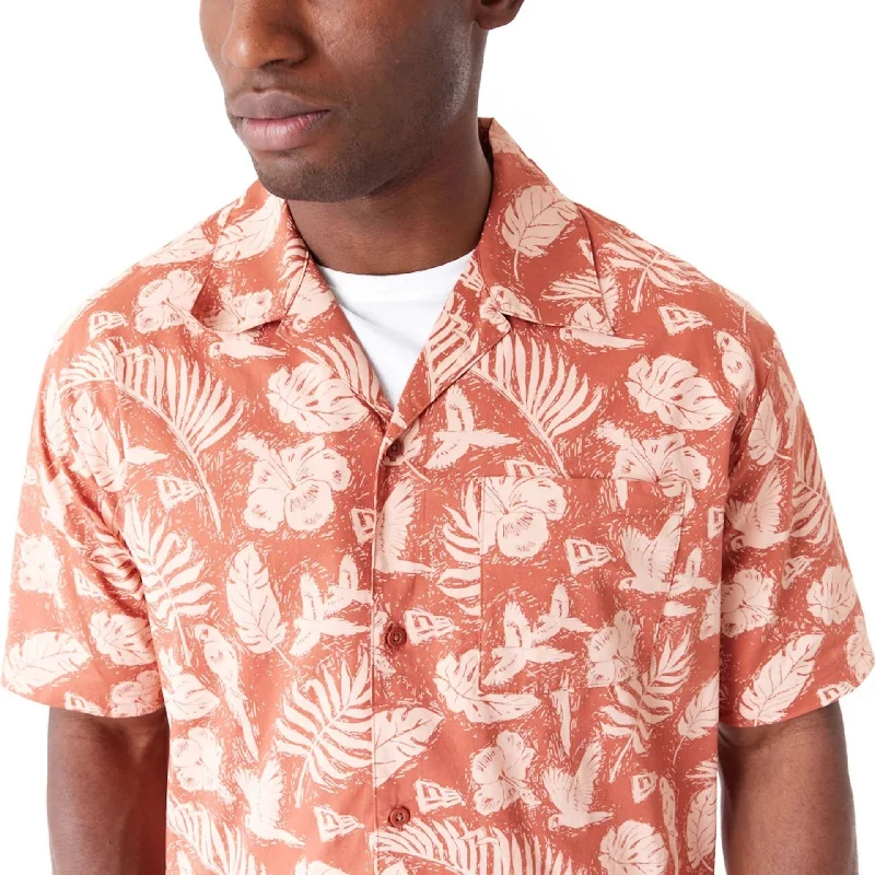 New Era All Over Print Brown Woven Short Sleeve Shirt