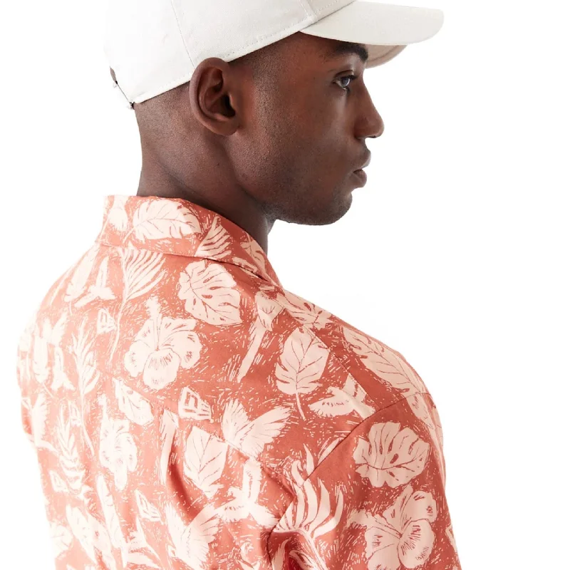 New Era All Over Print Brown Woven Short Sleeve Shirt