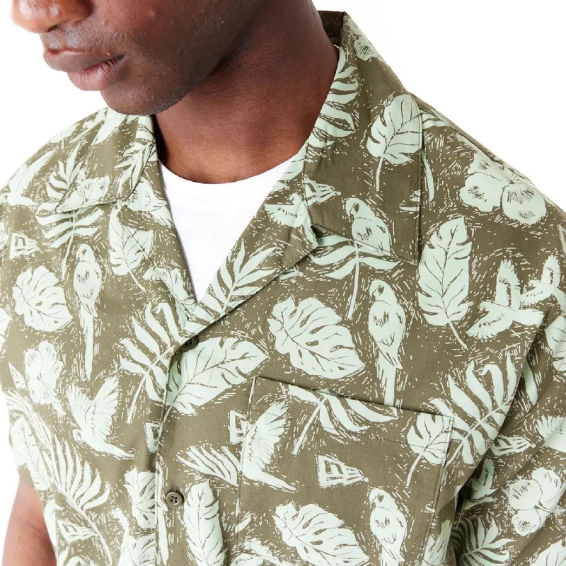 New Era All Over Print Green Woven Short Sleeve Shirt