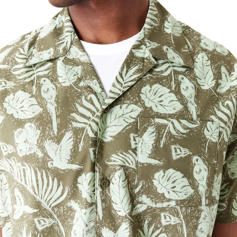 New Era All Over Print Green Woven Short Sleeve Shirt