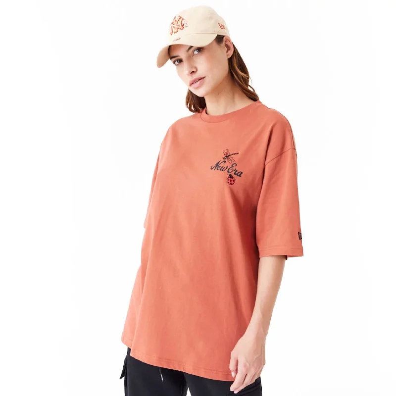 New Era Floral Graphic Brown Oversized T-Shirt