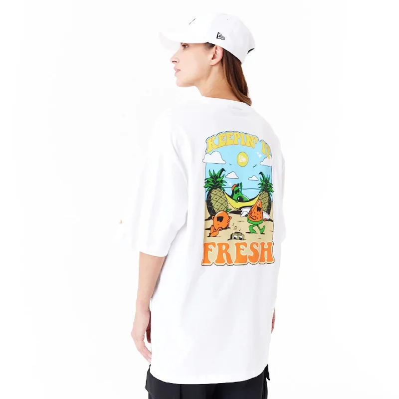 New Era Fruit Graphic White Oversized T-Shirt