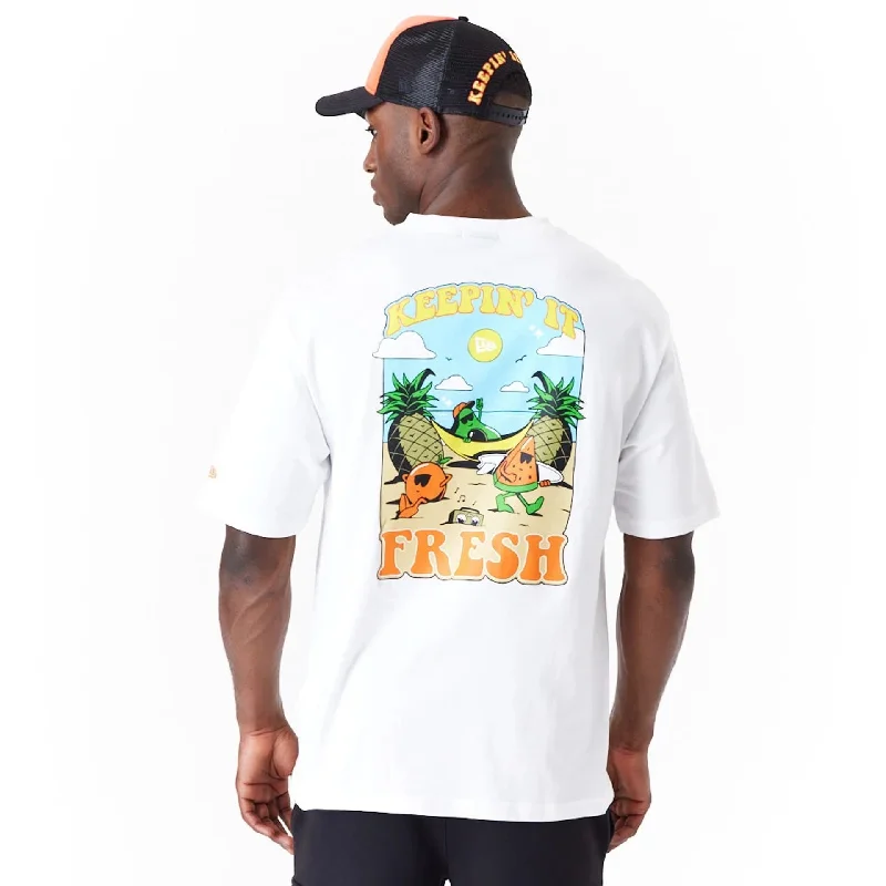 New Era Fruit Graphic White Oversized T-Shirt