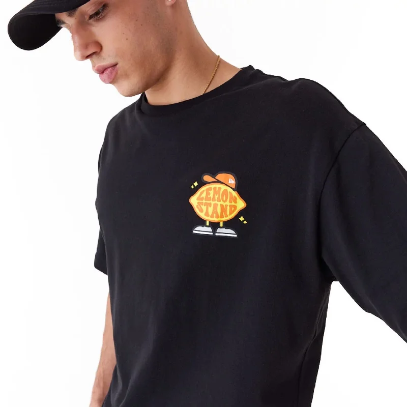 New Era Lemon Stand Fruit Graphic Black Oversized T-Shirt