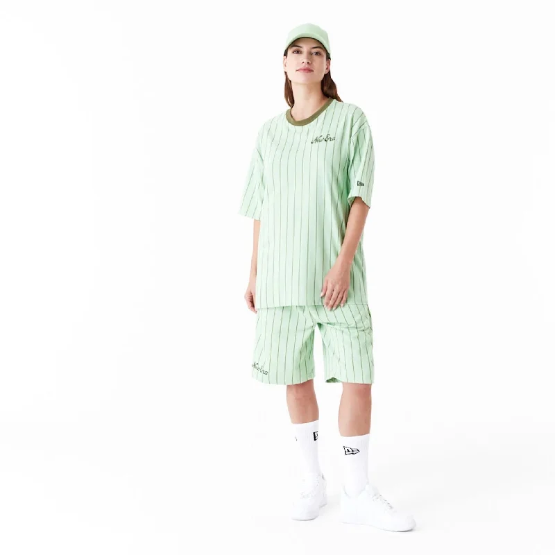 New Era Pinstripe Bright Green Oversized T-Shirt