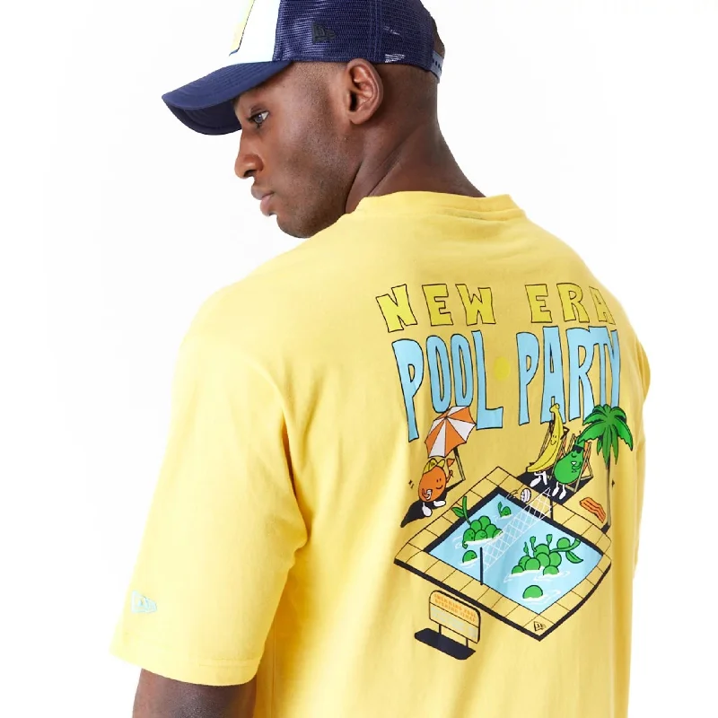 New Era Pool Party Fruit Graphic Yellow Oversized T-Shirt