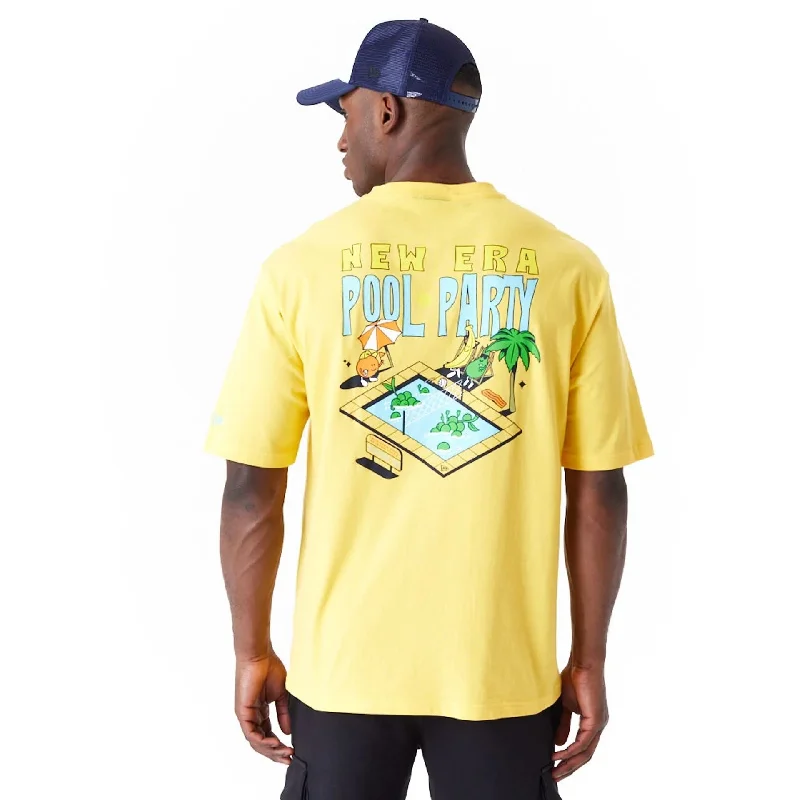 New Era Pool Party Fruit Graphic Yellow Oversized T-Shirt