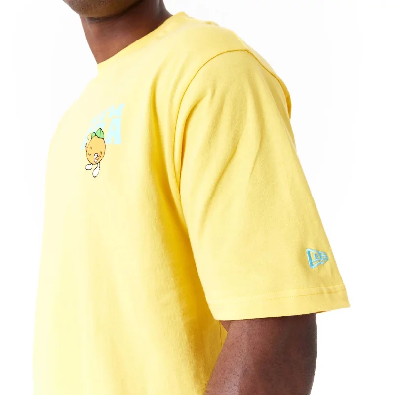 New Era Pool Party Fruit Graphic Yellow Oversized T-Shirt