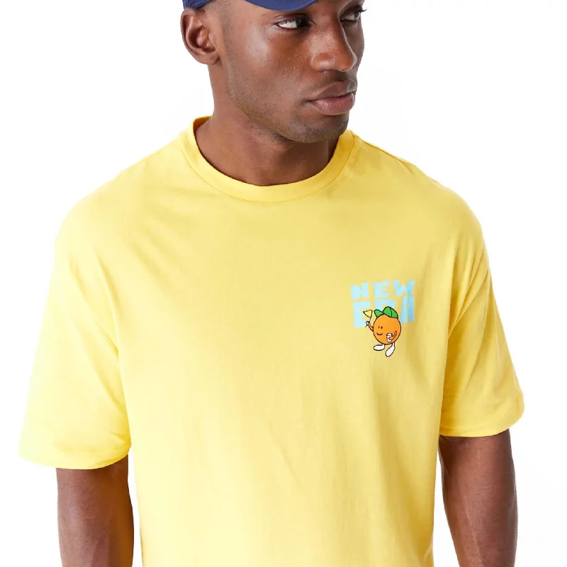 New Era Pool Party Fruit Graphic Yellow Oversized T-Shirt