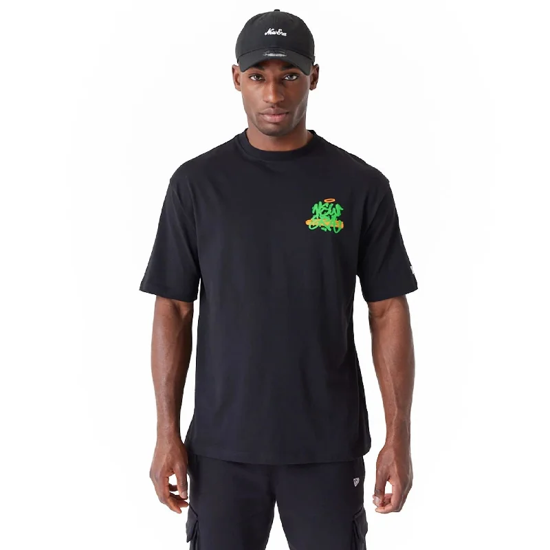 New Era Spray Graphic Black Oversized T-Shirt