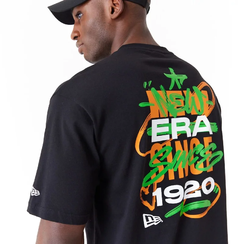 New Era Spray Graphic Black Oversized T-Shirt