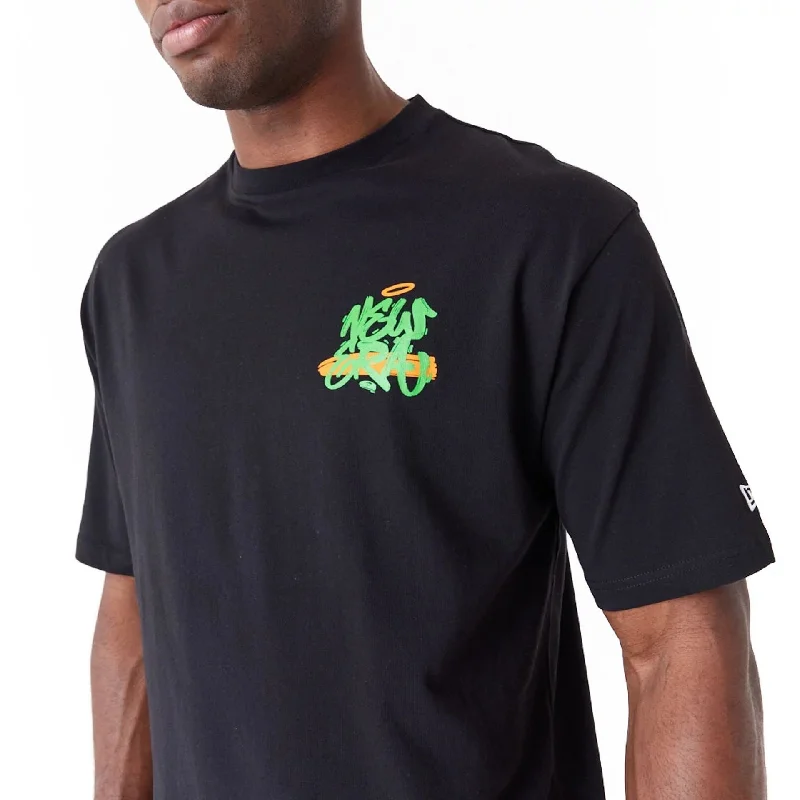 New Era Spray Graphic Black Oversized T-Shirt