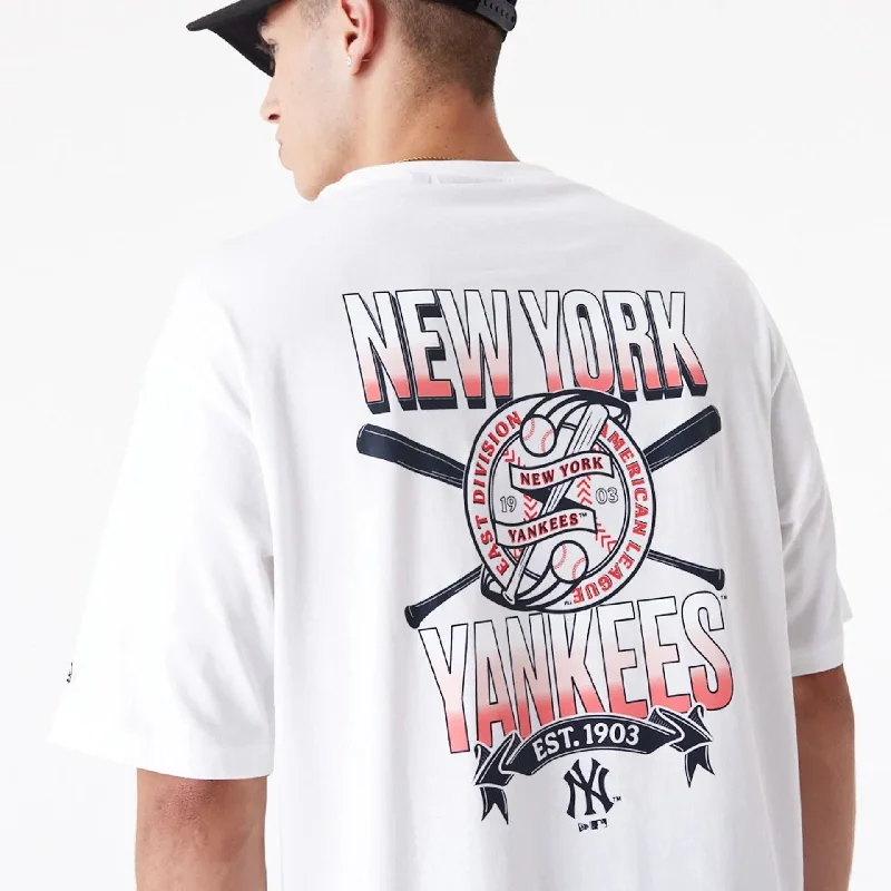 New York Yankees Baseball Oversized Graphic White T-Shirt