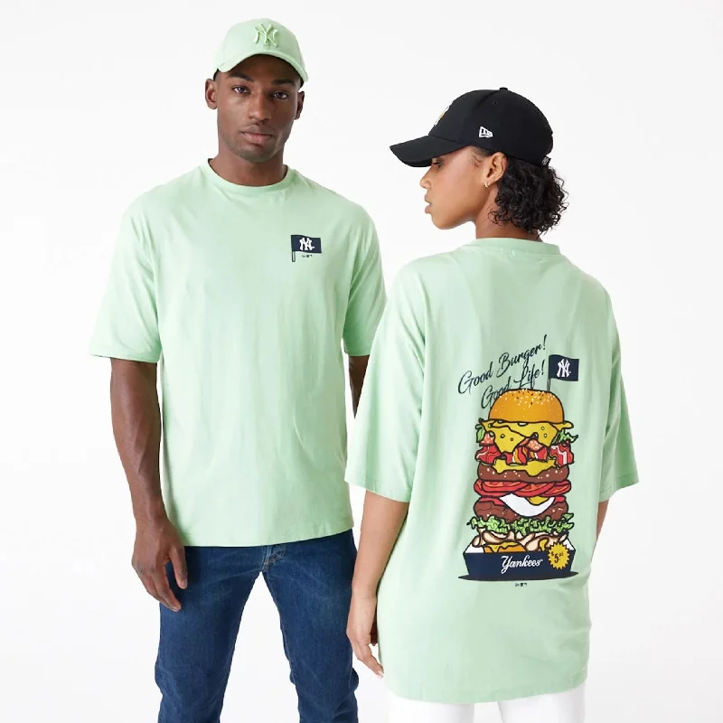 New York Yankees MLB Burger Graphic Bright Green Oversized T-Shirt