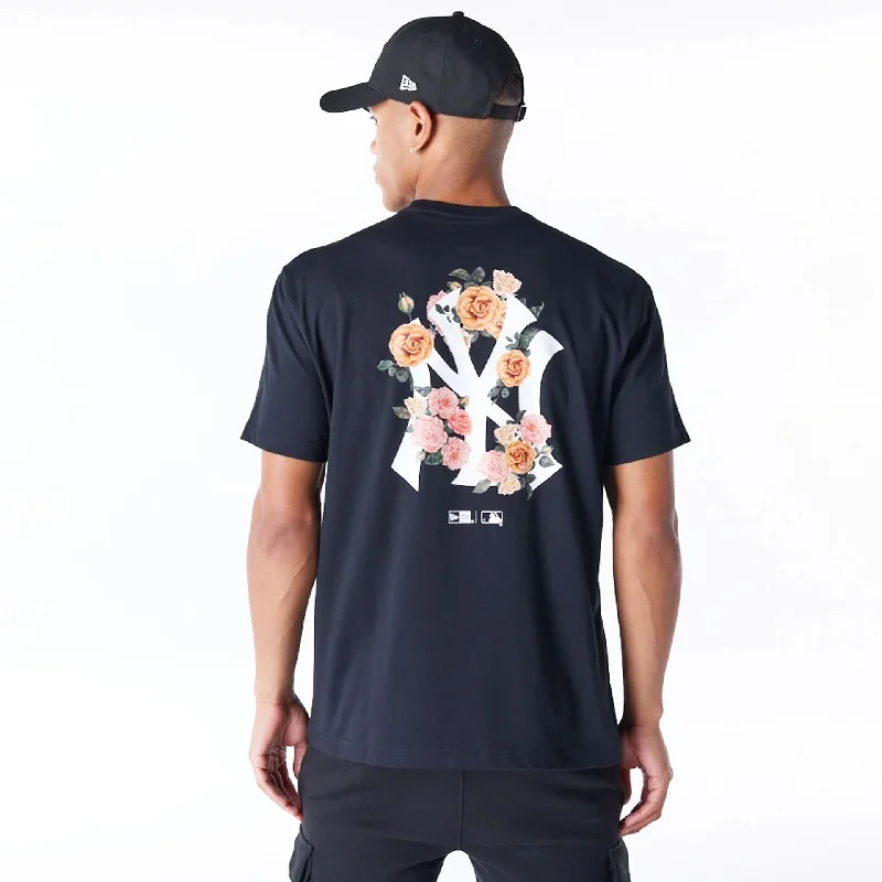 New York Yankees MLB Flower New Era Korea Black T-Shirt