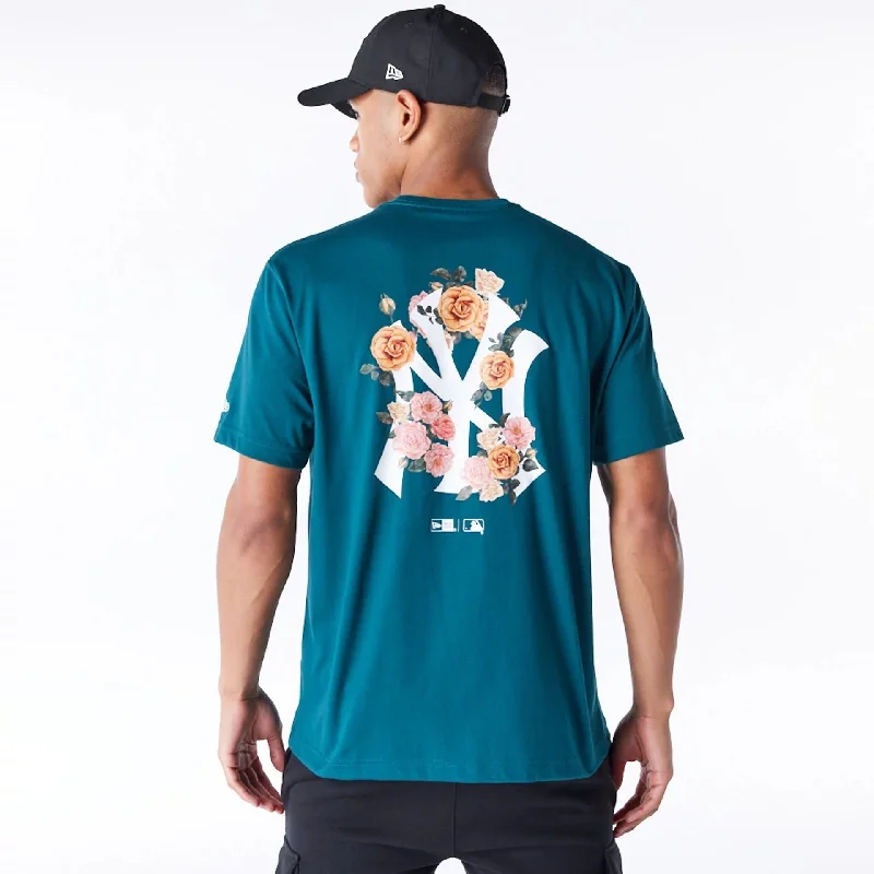 New York Yankees MLB Flower New Era Korea Dark Green T-Shirt