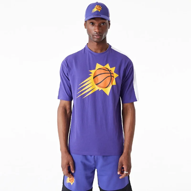 Phoenix Suns NBA Colour Block Dark Purple Oversized T-Shirt