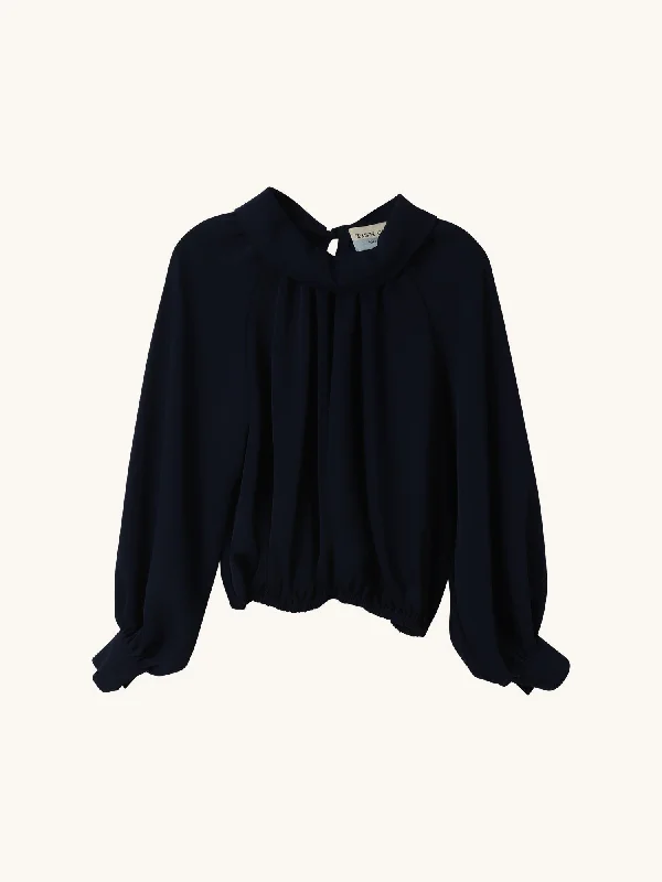 Navy Crepe Gwendolyn Top