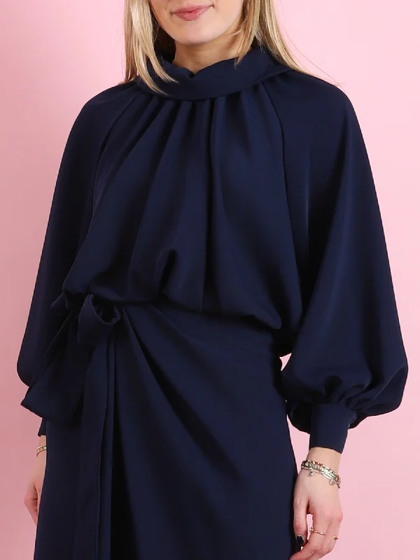 Navy Crepe Gwendolyn Top