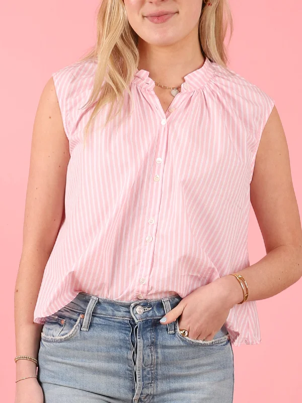 Sleeveless Shirred Collar Top