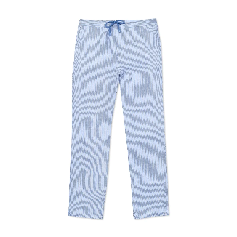 Casual Linen Pant - Blue Stripe