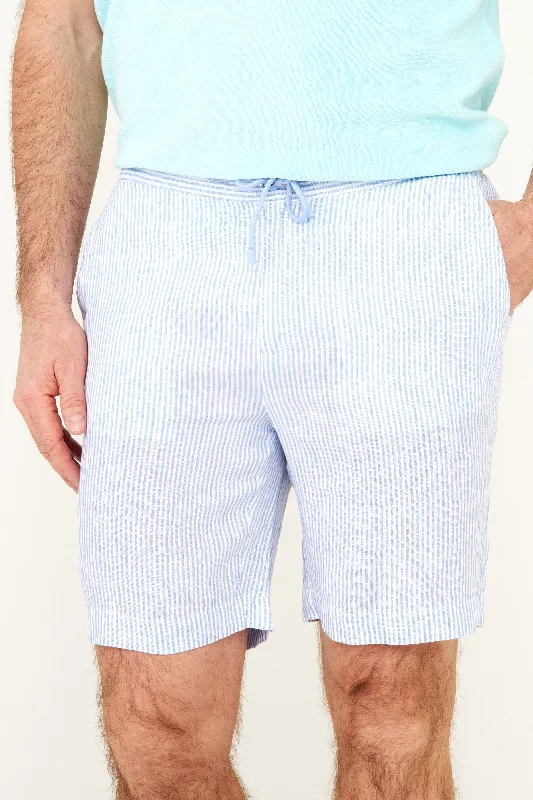 Linen Resort Short - Blue Stripe