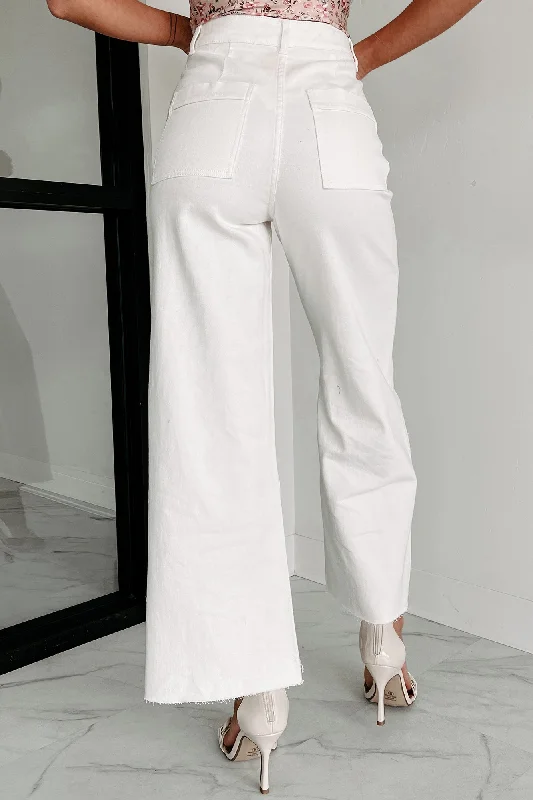 According To Plan High Rise Wide Leg Crop Jeans (White)